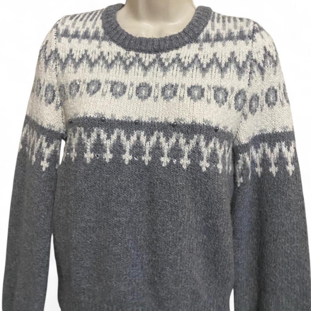 Abercrombie Kids Beaded Grey/White Sweater